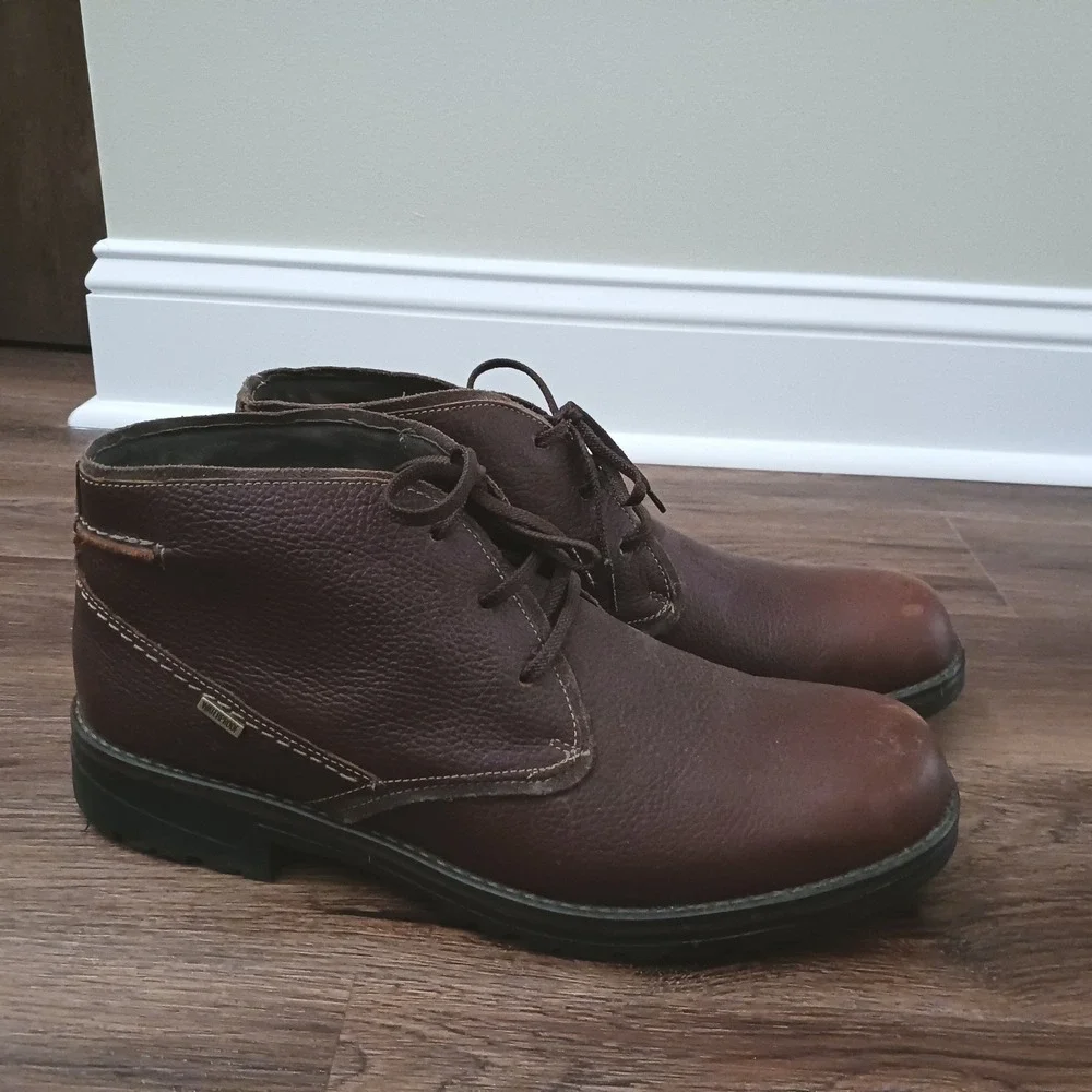 Clarks Morris Peak Waterproof Chukka Boots Mens 13 Brown Tumbled Leather Lace Up